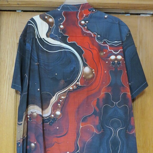 Men's abstract print casual button shirt 2 XL - Picture 2 of 7